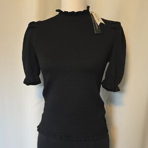 Catherine Malandrino Black Textured Blouse